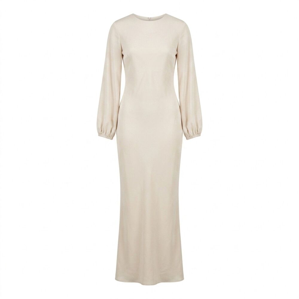 Veiled Collection Cream Crew Neck Modest Maxi Dress XS/REG EUC